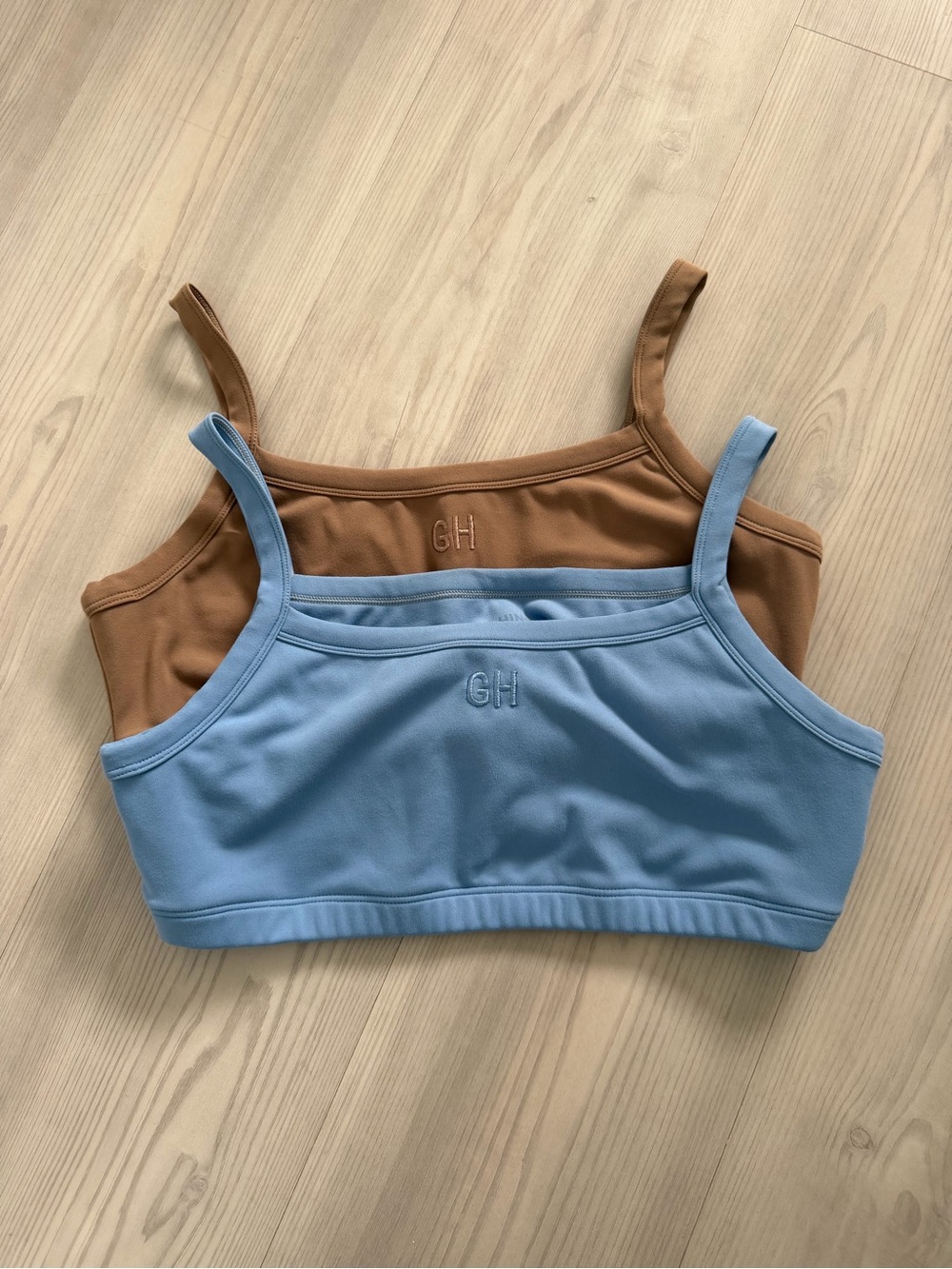 Gold Hinge Sports Bra Set - Blue and Brown, Small